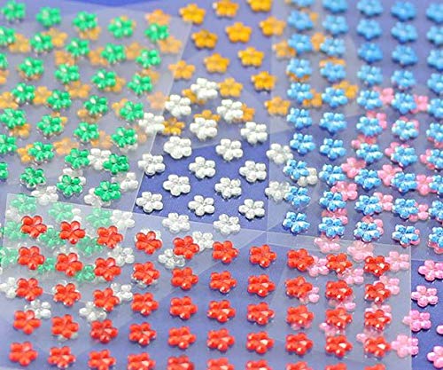 Allstarco 6mm Pink LQ03 Flower Self Adhesive Acrylic Rhinestones Plastic Face Gems Stick On Body Jewels for DIY Cards and Invitations Crafts Bling Sticker - 5 Sheets - 250PCS - Image 2